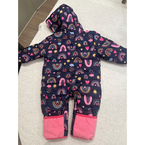 Wippette Baby Snowsuit Rainbow Clouds Sun Hearts winter warm Navy Pink 12M kids - Picture 6 of 7